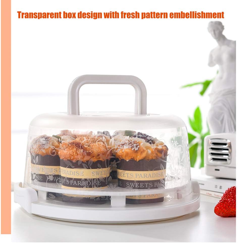 Cake Carrier Storage Container, Cake Carrier With Lid And Handle,Transparent Dome Reusable Airtight Box,Cupcake Saver Cake Holder Serves for Doughnuts Cupcake Parties, Dustproof Food Storage