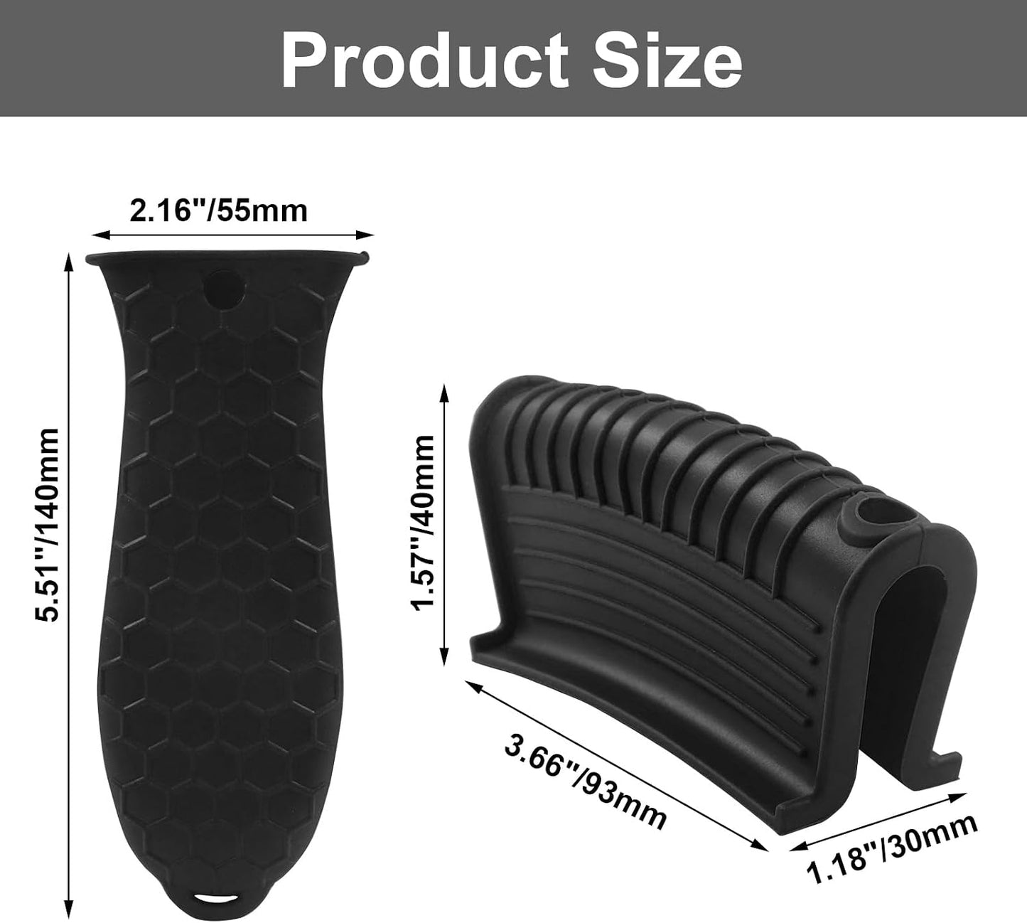 4 PCS Silicone Hot Handle Holder Cover - Heat Resistant Silicone Handle Covers for Cast Iron Skillets, Pans & Pots - Non-Slip Grip(Black)