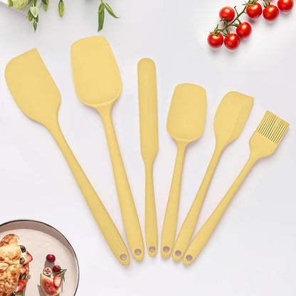 6 Pieces Silicone Spatula Set, Rubber Spatulas Silicone Heat Resistant Spatula Set for Kitchen Use, Food Grade Rubber Spatula with Ergonomic Grip, Cooking, BPA Free Dishwasher Safe(black)