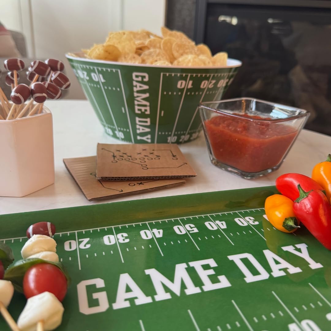 Sprinkles & Confetti Durable Green Football Snack & Serving Bowl Reusable Melamine Dish for Game Day, Tailgating, Parties, Sports Events & Everyday Use