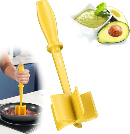 Meat Chopper for Hamburger, CLUEAPOP Premium Heat Resistant Masher and Smasher for Ground Beef, Nylon Ground Beef Chopper Tool and Meat Fork, Non Stick