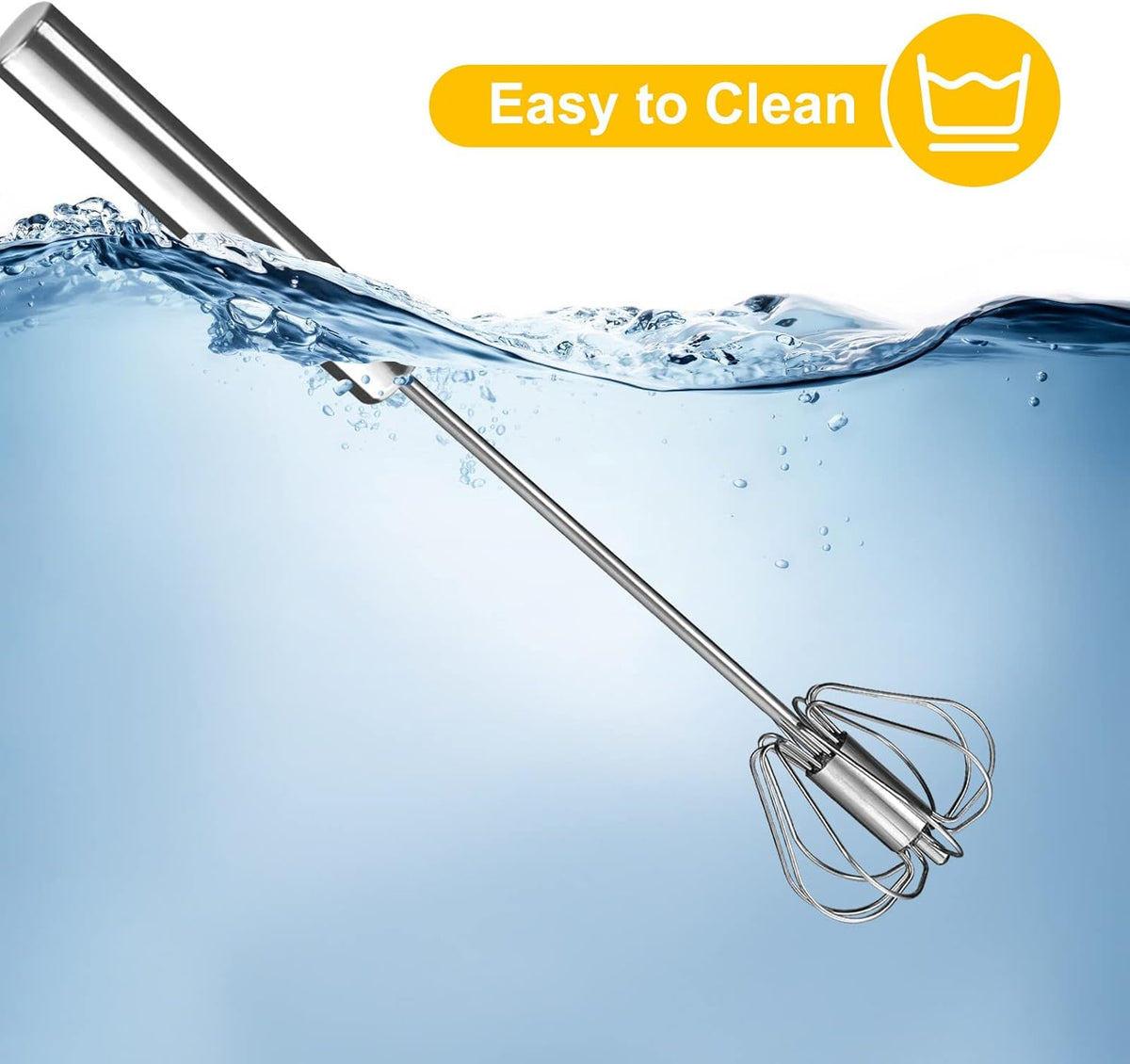Egg Whisk,2 Pack Stainless Steel Home Kitchen Tool, Hand Easy Whisk Egg Beater Manual Mixer Blender for Whisking, Beating & Stirring (14 Inch and 10 Inch)