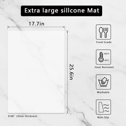 Silicone Placemats, Food-Grade Non-Slip Waterproof, Dining, Stain Resistant, Countertop Protector, Kitchen Counter Mat, Heat Resistant, Baking mat Dishwasher Safe (23.6"×15.7"-1pack, Black)
