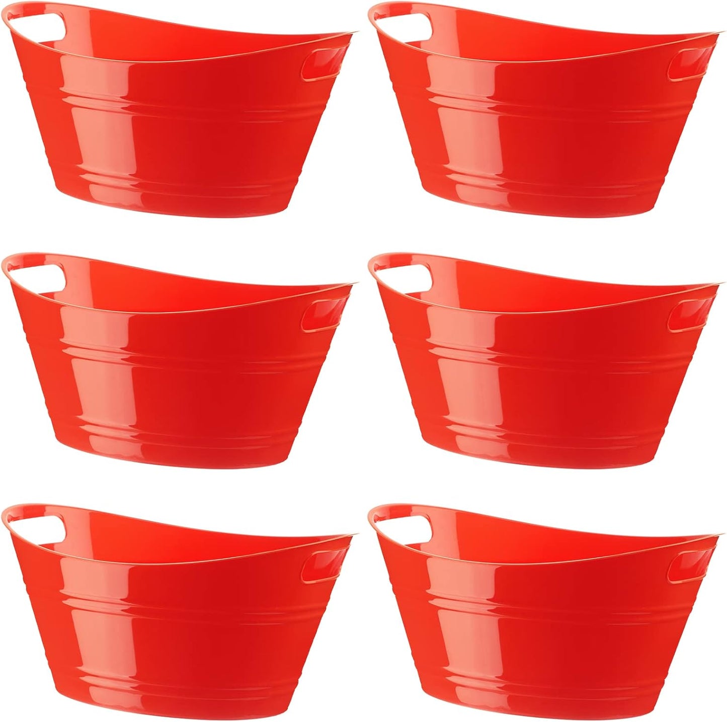Patelai 6 Pcs Ice Buckets Bulk, Plastic Ice Buckets with Handles, Oval Storage Tub, Large Capacity Drink Tub for Party Bar Wine Beer Champagne Beverage Bottle Cooler(4.5 Liter,Clear)
