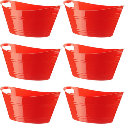 Patelai 6 Pcs Ice Buckets Bulk, Plastic Ice Buckets with Handles, Oval Storage Tub, Large Capacity Drink Tub for Party Bar Wine Beer Champagne Beverage Bottle Cooler(4.5 Liter,Clear)