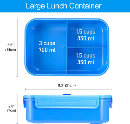 Caperci Classic Bento Box Adult Lunch Box for Older Kids - Leakpoof 47 oz 3-Compartment Lunch Containers for Adults and Teens, Built-in Utensil Set, Ideal for On-the-Go Balanced Eating,Khaki Green