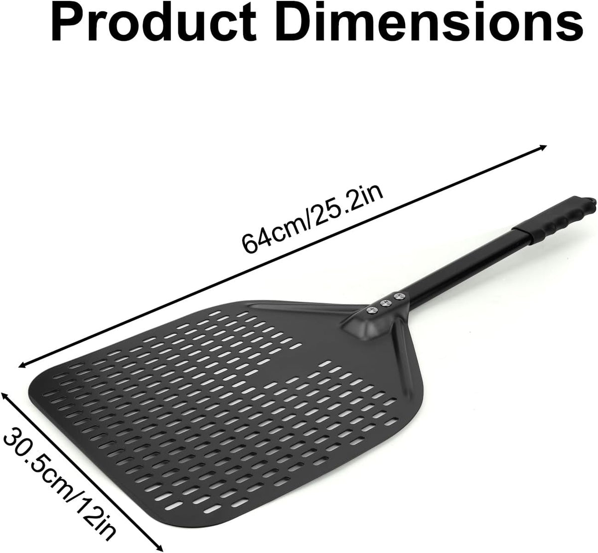 12in Perforated Pizza Peel Paddle Long Handle Compatible with Ninja MO201