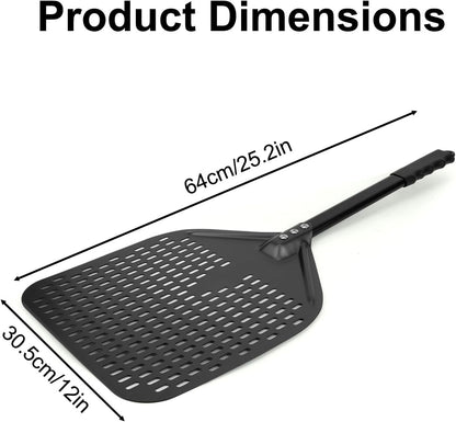 12in Perforated Pizza Peel Paddle Long Handle Compatible with Ninja MO201