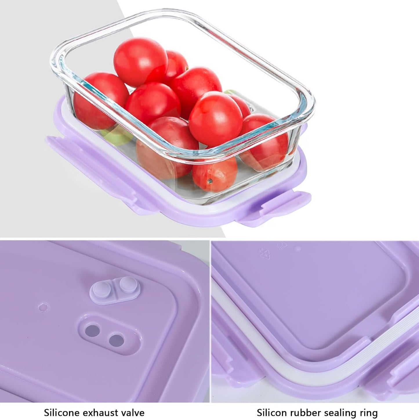 FEOOWV 4Pack 13oz/0.37L Glass Meal Prep Containers with Lids, Glass Storage Containers with Lids, BPA-Free, Pantry Organizers and Storage, Freezer to Oven Safe (Pink)