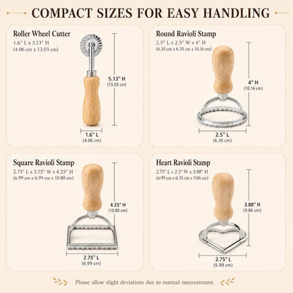 4Pack Ravioli Stamp and Ravioli Cutter, Pasta Cutter for Dumplings