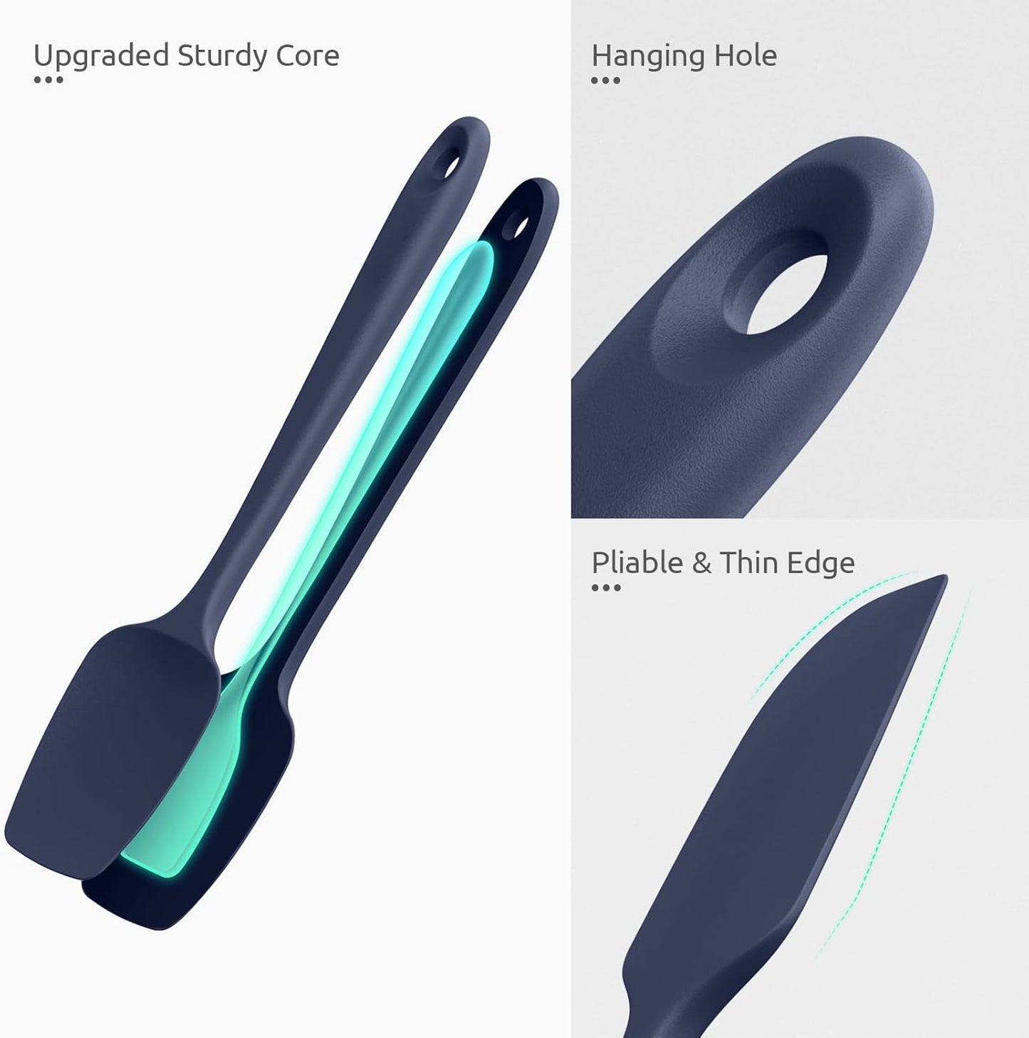 U-Taste Silicone Spatula Set with 600 Degrees Fahrenheit Heat Resistant (Black)