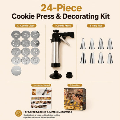 Spritz Cookie Press Gun Set with 24 piece
