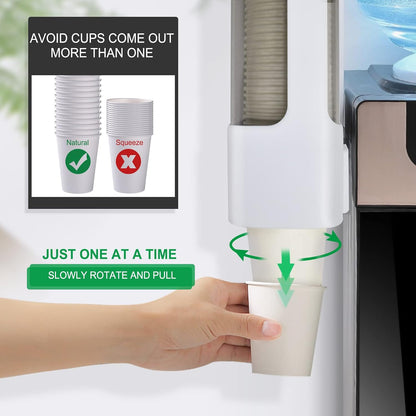 Cup Dispenser, Wall Mounted Water Cooler Cup Dispenser for 3oz-5oz Disposable Cups, Bathroom Cup Holder, Plastic Paper Cup Dispenser with Adhesive/Screw Mount for Office, Hospital, Bathroom
