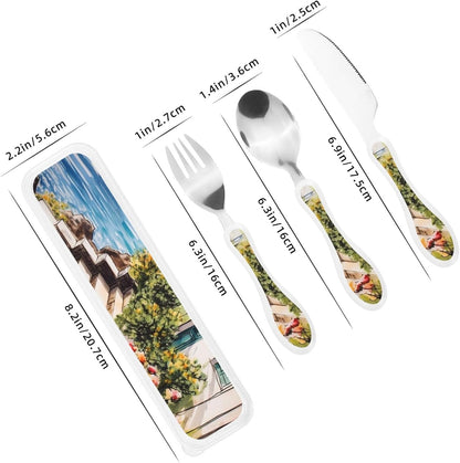 3-Piece Kids Silverware Set With Storage Case, Stainless Steel Reusable Children Safe Knife Spoon Fork Set Candy Children Flatware Set For Kids Lunch Box