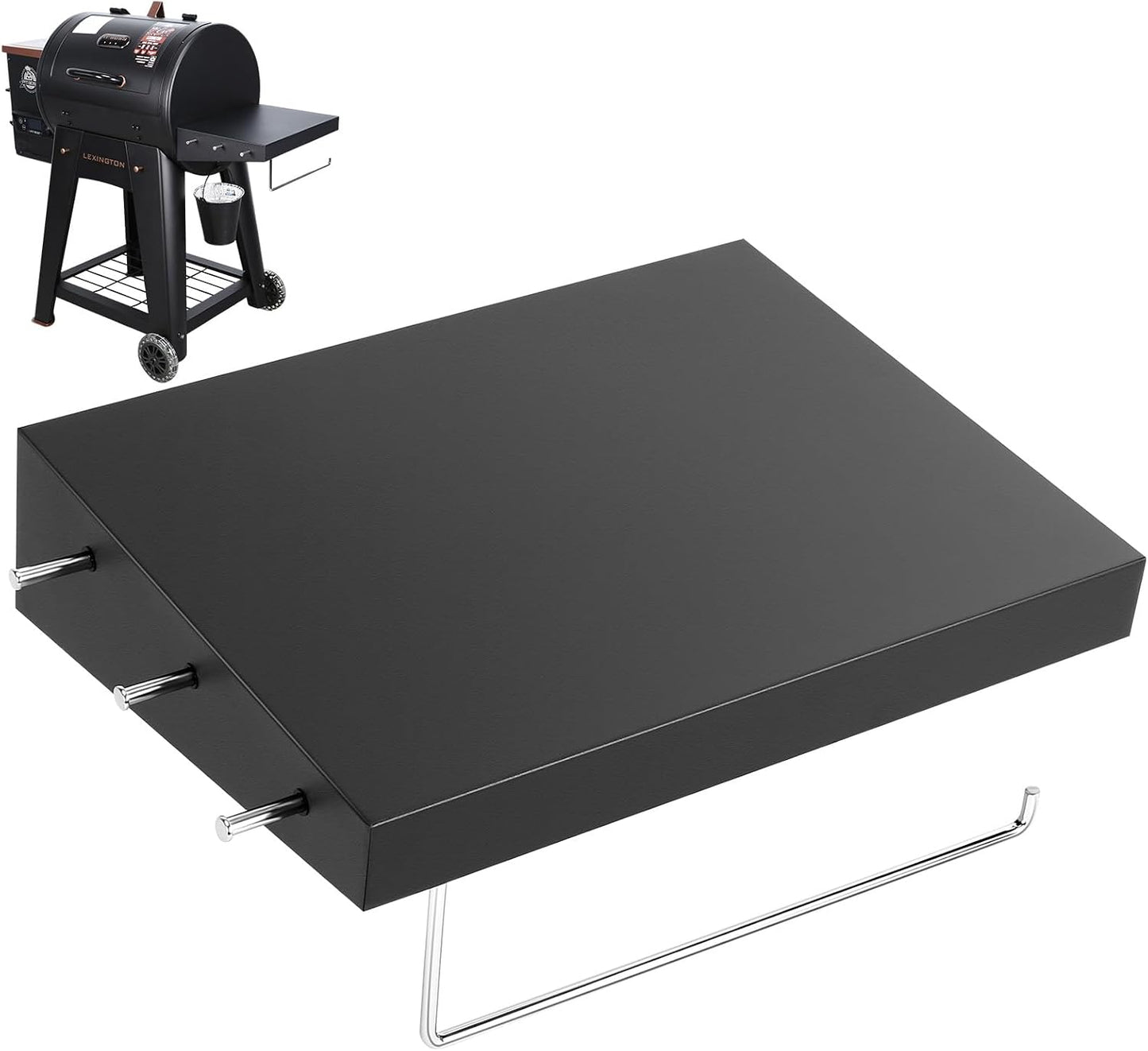 Upgraded Grill Table for Weber Kettle 22"/18"/26", Master Touch 22", Smokey Mountain, Recteq Pellet Grill RT-B380, Prep Station with Cutting Board, Basin, 4 Hooks, Shelf for Weber Kettle Accessories