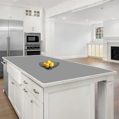 72''x16'' Extra Large Silicone Mat for Kitchen Counter, Heat Resistant Countertop Protector, Non-Slip Waterproof Kitchen Island Mat, Easy to Clean, Light Gray