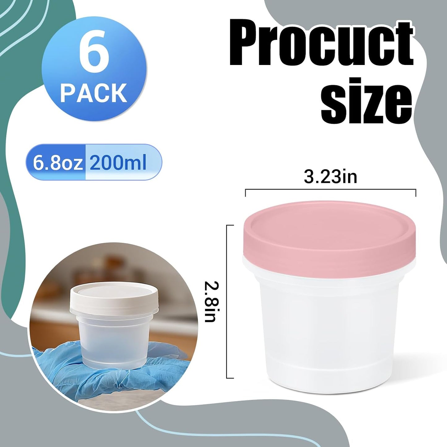 6 Pack 10oz Food Storage Containers, Plastic Containers with Twist Top Lid, Reusable Dishwasher Freezer Safe Airtight, Takeout Container - Ideal for Soup and More