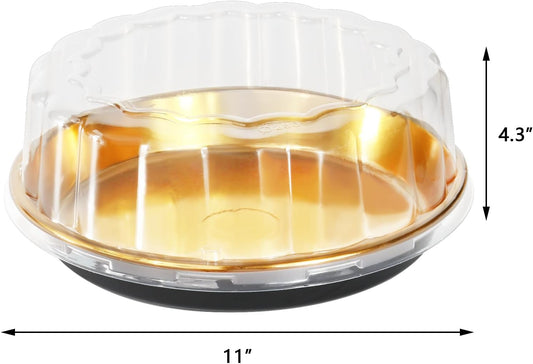 5pcs Round Cake Pies Carriers 11 Inch Plastic Disposable Cake Containers with Dome Lids Clear Bundt Cake Boxes Sandwich Trays