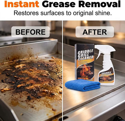Fast Acting Heavy Duty Grill Degreaser Spray, 2026 New Griddle Grill Cleaner, Multi Surface Kitchen Grease Cleaner for Outdoor Cooking BBQ Grill Cleaner, for Home Cooks Cooktop Cleaner Spray (1)