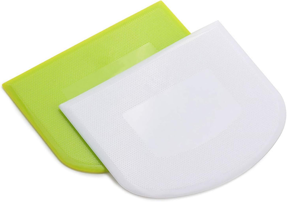 WAFJAMF 2 Pack Plastic Dough Bowl Scraper Food Grade Flexible Bench Cutter