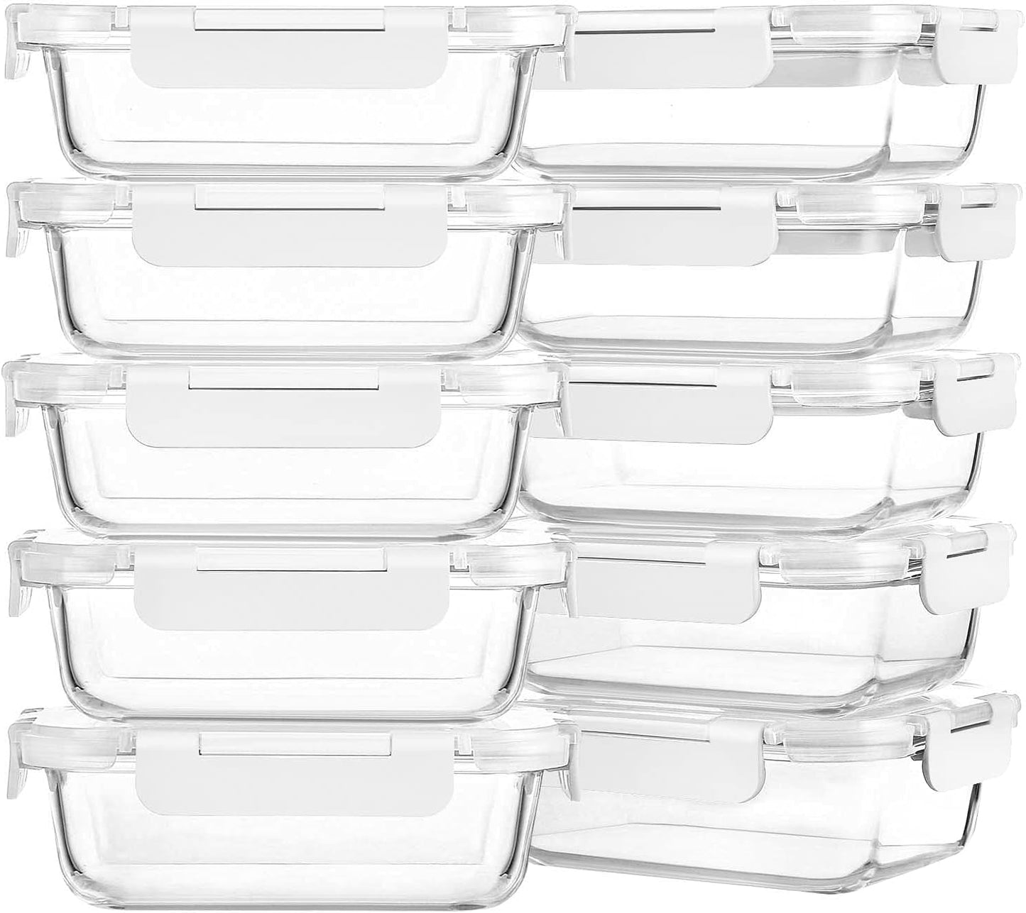 M MCIRCO 10-Pack,22 Oz Glass Meal Prep Containers,Glass Food Storage Containers with lids,Lunch Containers,Microwave, Oven, Freezer and Dishwasher (Gray)