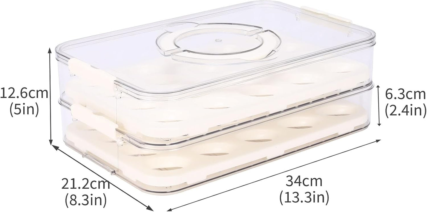 3Tier Deviled Egg Containers with Lid,Plastic Egg Container for Refrigerator with Handle,Deviled Egg Carrier for 72 Eggs,Kitchen,Festival Party, Stackable Egg Holder for Fridge (White)