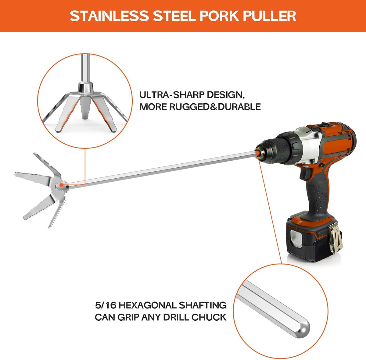 onlyfire 3 Inch Stainless Steel Ultra-Sharp Pork Puller
