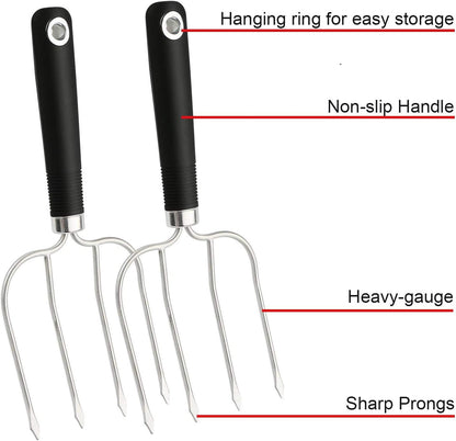 Turkey Lifter Forks Set of 2 Stainless Steel Turkey Lifters with Non-Slip Handle Turkey and Poultry Lifters Turkey Claws Carving Fork