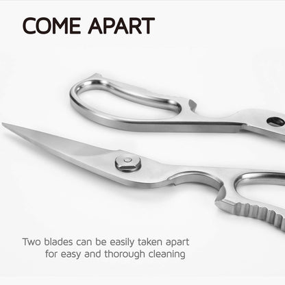 Come Apart Kitchen Shears by WELLSTAR, Multi-purpose Heavy Duty German Stainless Steel Food Scissors for Cutting Meat Poultry Chicken Vegetable, Durable One Piece Construction, Mirror Finish