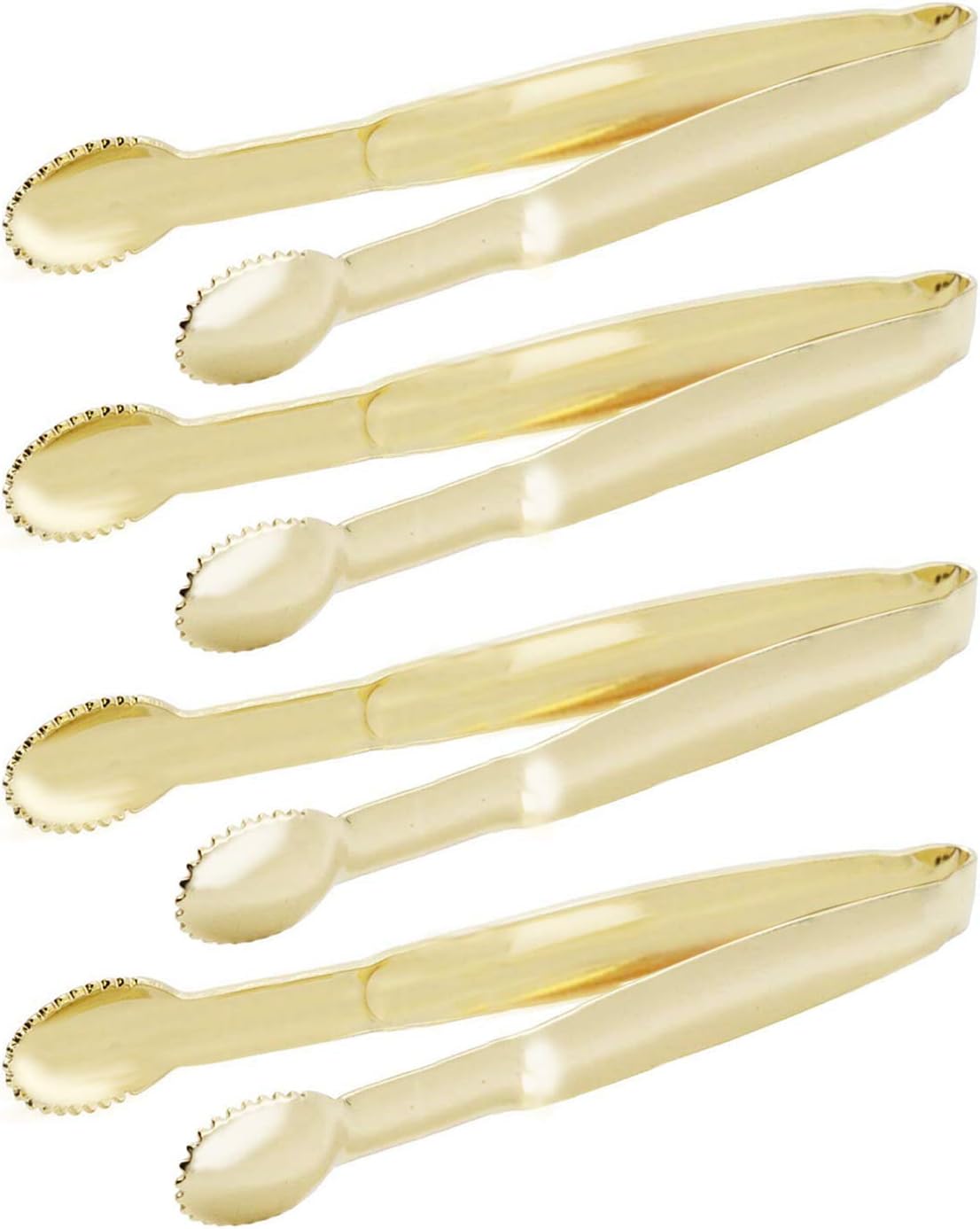 HINMAY Mini Appetizer Tongs 5.75" Stainless Steel Tongs, Set of 4 (Gold)