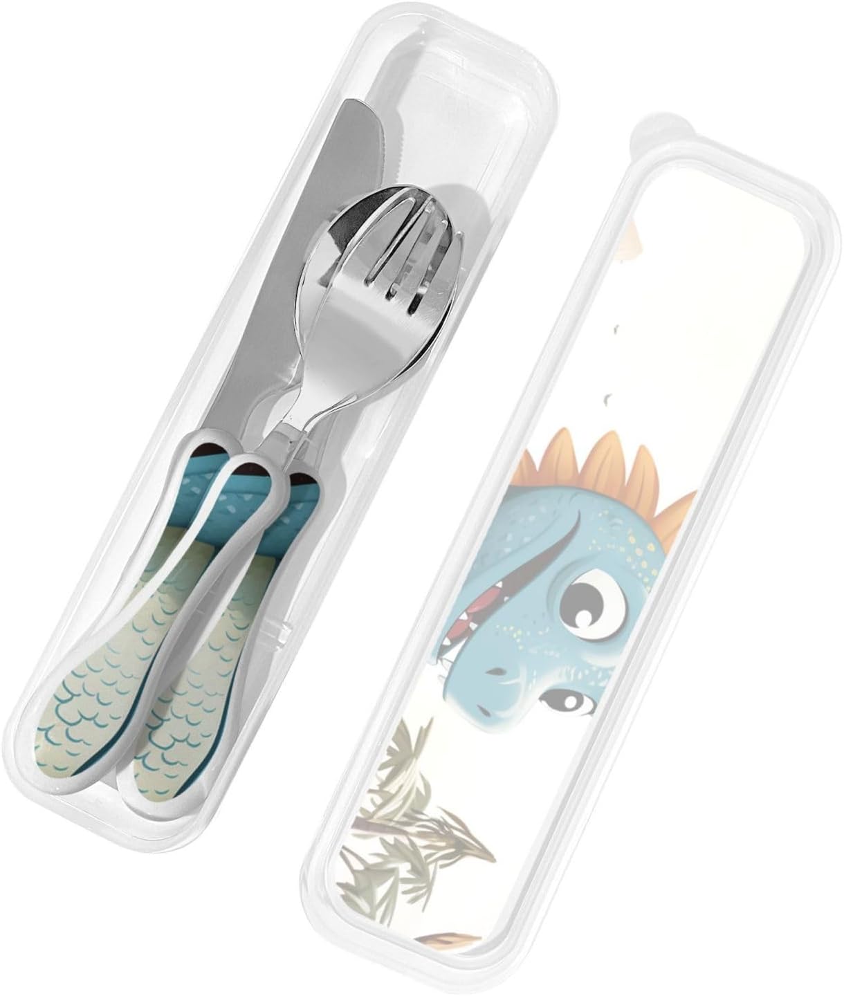 3-Piece Kids Silverware Set With Storage Case, Stainless Steel Reusable Children Safe Knife Spoon Fork Set African Animals Children Flatware Set For Kids Lunch Box