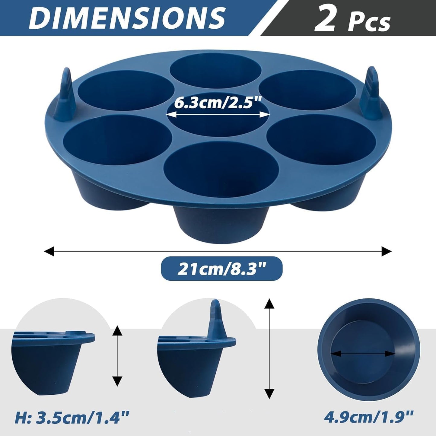 Webake Silicone Air Fryer Muffin Pan for Baking Egg Bites Silicone Mold, Nonstick 1.8 Inch Mini Muffin Tin BPA Free Set of 2