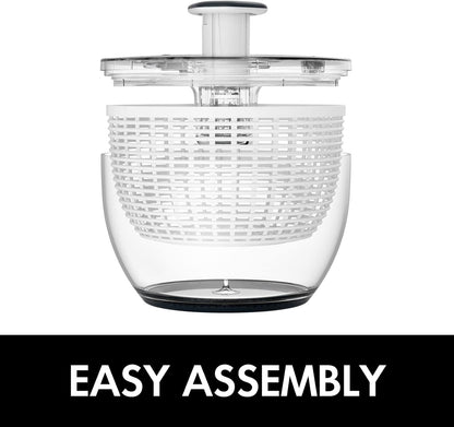Smile mom Salad Spinner Large Lettuce Spinner Kitchen Gadgets, Large Salad Spinner Vegetable Washer, High Efficiency for Kitchen Washing & Drying Leafy Vegetables, One-Handed Easy Press 6.3 Qt White