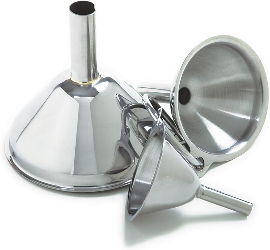 Norpro Stainless Steel Funnels, Set of 3, Silver