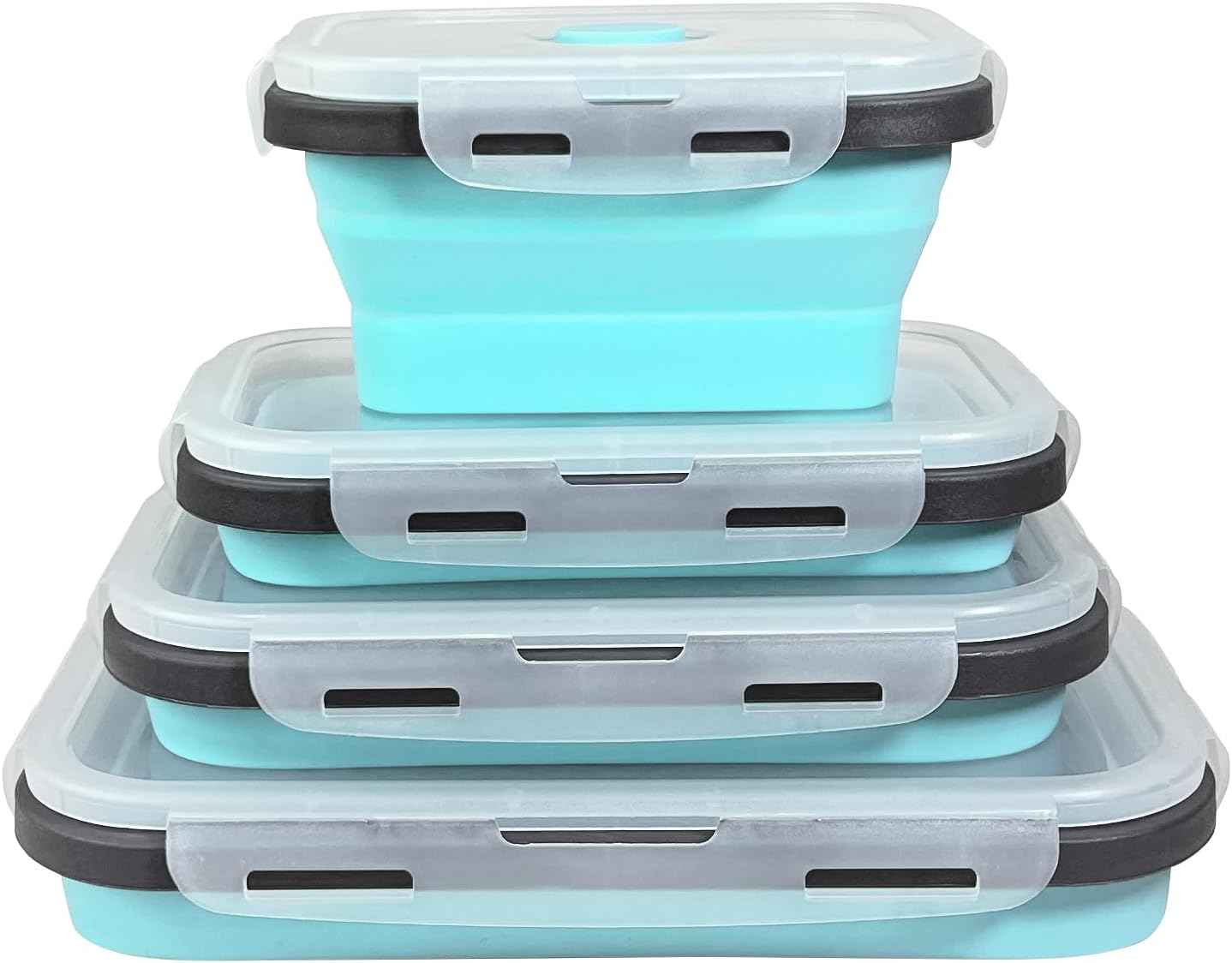 Guyuyii 4 Pack Space-Saving Collapsible Food Storage Containers with Lids | 12/17/27/40 oz Food-Grade Silicone Set for RV, Camping, Meal Prep, Small Kitchens - Microwave/Freezer/Dishwasher Safe