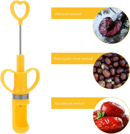 Yellow Handheld Cherry Pitter Xmas Portable PP Pit Remover Tool