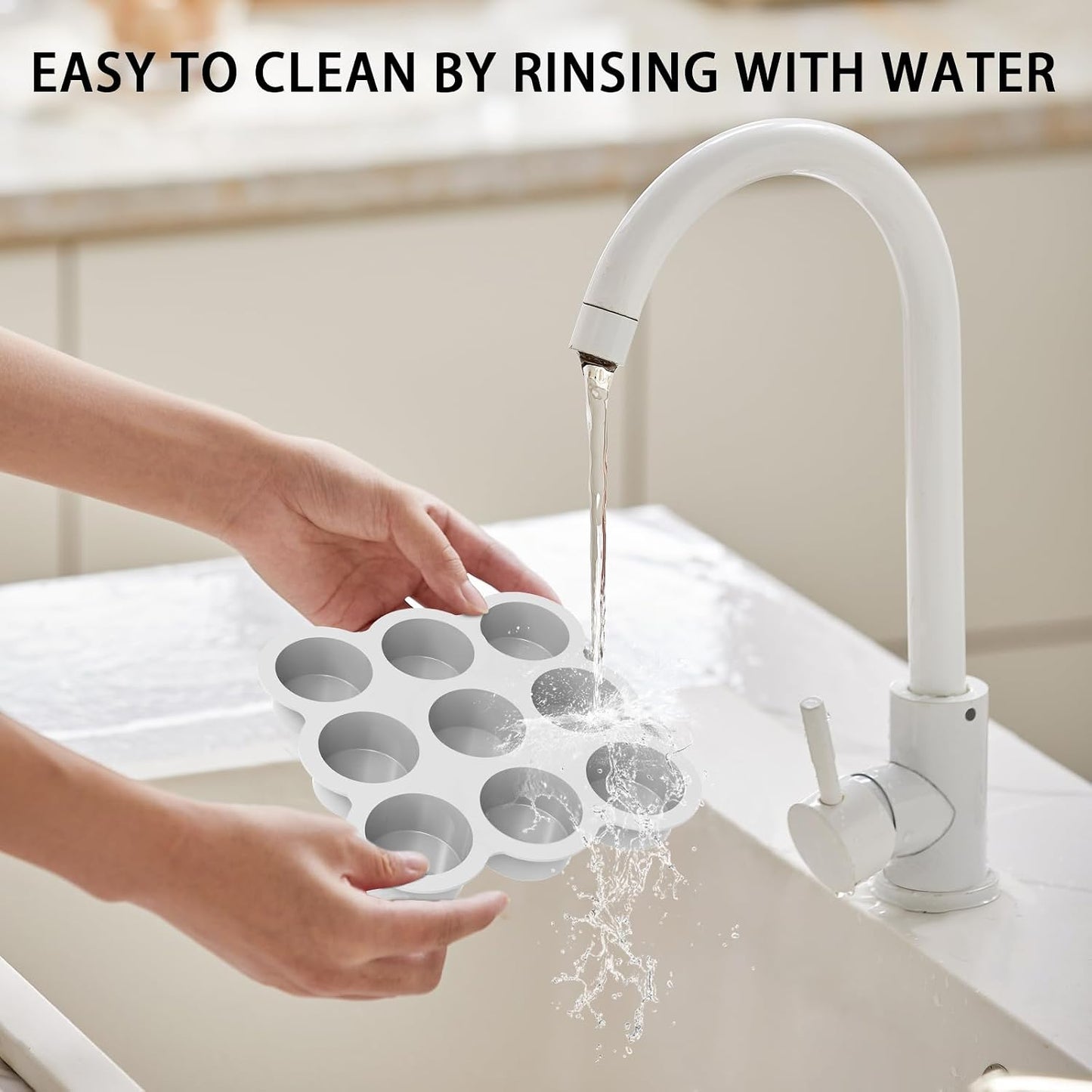 Silicone Egg Bite Molds- 4 Cups Air Fryer Egg Mold, Silicone Egg Molds Ideal For Muffins, Cakes, Pies, Breads (2 Pcs Red + Gray)