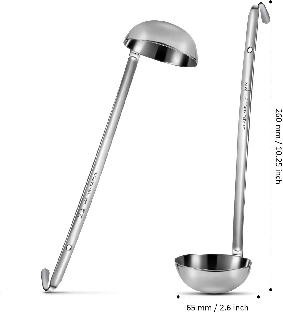 meekoo Stainless Steel Ladles Soup with Long Handle, 6oz