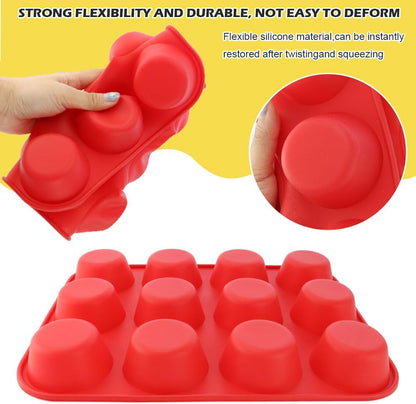 2 Pack 12 Cups Silicone Muffin Pan Nonstick Cupcake Regular Size Food Grade Mold Baking Molder for Muffins and Cupcakes
