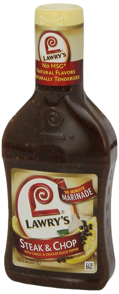 Lawry's Steak & Chop with Garlic & Cracked Black Pepper Marinade, 12 fl oz