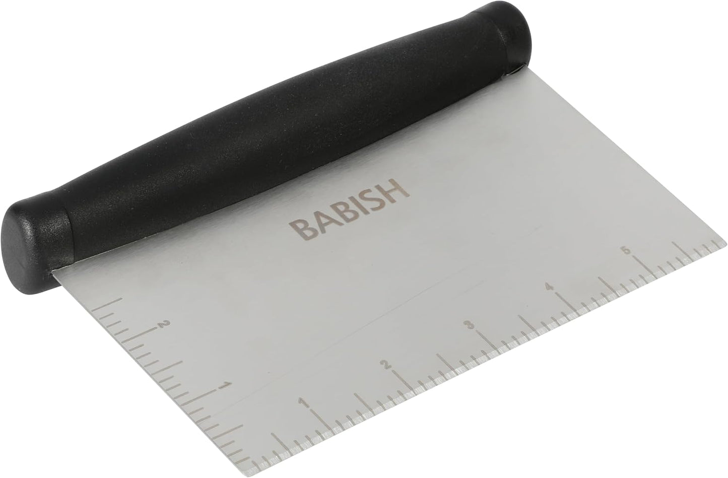 Babish 6-Inch Multi-Purpose Stainless Steel Scraper and Chopper with Non-Slip Grip – Durable Kitchen Tool for Baking, Chopping, and Food Prep – Silver/Black