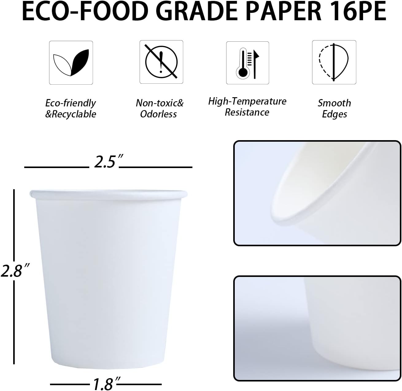 Lamosi 100 Pack 5 oz Paper Cups, Disposable Small Bathroom Cups 5oz, Mini Espresso Cups for Mouthwash, Travel, Party, Picnics, Home