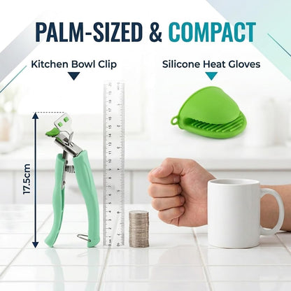 Anti Scald Plate Gripper and Thick Silicone Pinch Mitts Set, Hot Bowl Holder Retriever Tongs, Heat Resistant Oven Gloves Clip for Moving Hot Dishes