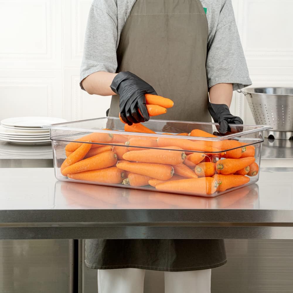 Restaurantware-2.5 Inch Deep Food Pans, 1 1/6 Size Commercial Food Storage Container - Freezable, Break-Resistant, Clear Plastic Cold Pans, Dishwashable, For Kitchens, Restaurants, Or Cafeterias