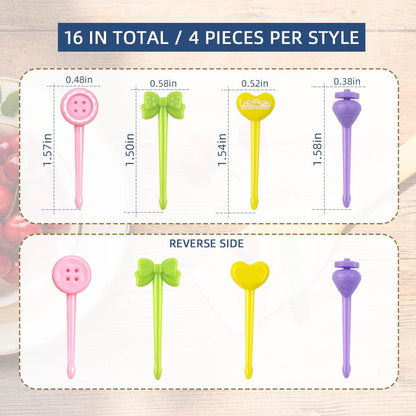 16 Pcs Fruit Picks for Kids Food Picks Bento Lunch Box Cute Animal Toothpicks Lunch Bento Accessories for Toddler Mini Dinosaur Toddler Fruit Picks Cartoon Fruit Forks Reusable Kids Lunch Accessories