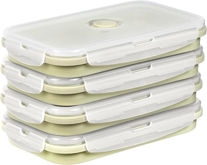 Large Silicone Food Storage Containers 68oz/2000ml 4 Pack | Collapsible Meal Prep Containers, Airtight Leakproof Lid, Containers for Camping, Microwave Freezer Dishwasher Safe