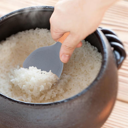 MAGICLULU Silicone Rice Paddle with Wooden Handle, Non Stick Rice Spoon