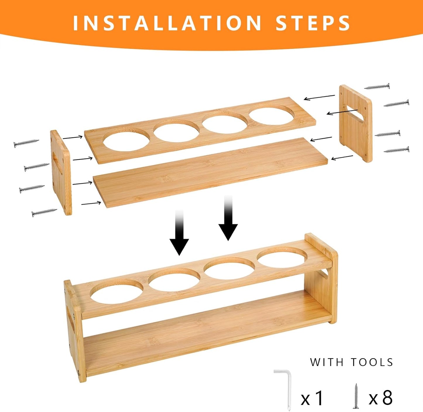 Wooden Condiment Caddy for Squeeze Bottles, 4-Bottle Countertop Organizer with Non-Slip Base, for Kitchen, Fridge, Dining Table Storage to Prevent Spills and Clutter