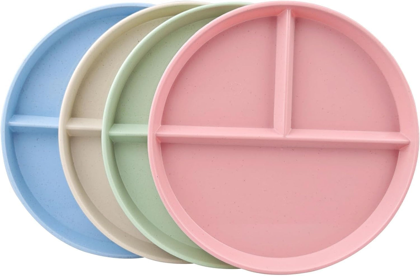 4 Pcs Portion Control Plate,9 Inch Divided Plates for Adults with 3 Compartments Suitable for Most People, Dishwasher Safe