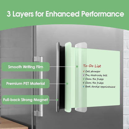 MaxGear 5 Pack Magnetic Whiteboard Sheets for Fridge, 12"x 8" Small Refrigerator Dry Erase Board for Kitchen Organizer and Planner, Smooth and Reusable, Includes 5 Markers, 5 Magnets and 1 Eraser